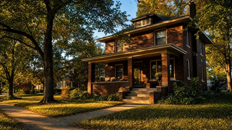 Brick craftsman house on a tree-lined street in golden light, How to Start a Property Management Business in Indiana